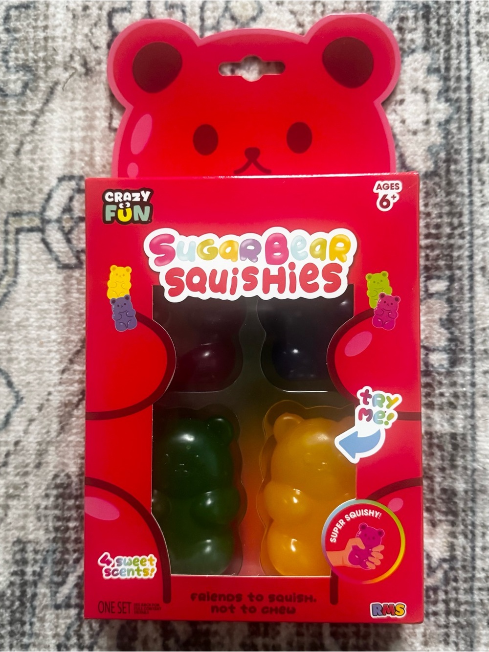 Crazy Fun Sugar Bear Squishies Pack of 4. 4 Sweet Scents, RMS Brand…FAST SHIP!